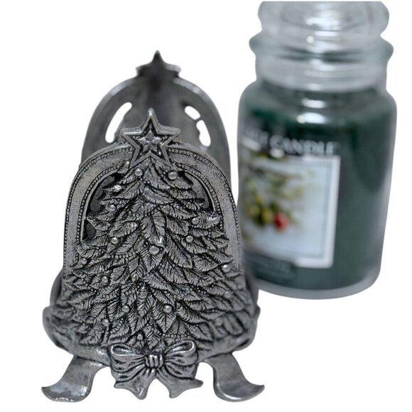 Carson Pewter Christmas Tree Candle Jar Holder Vintage 1997 Holiday Decor - Picture 2 of 10